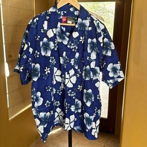 Vintage Reliq Industries Blue Floral Hawaiian Shirt Size Large